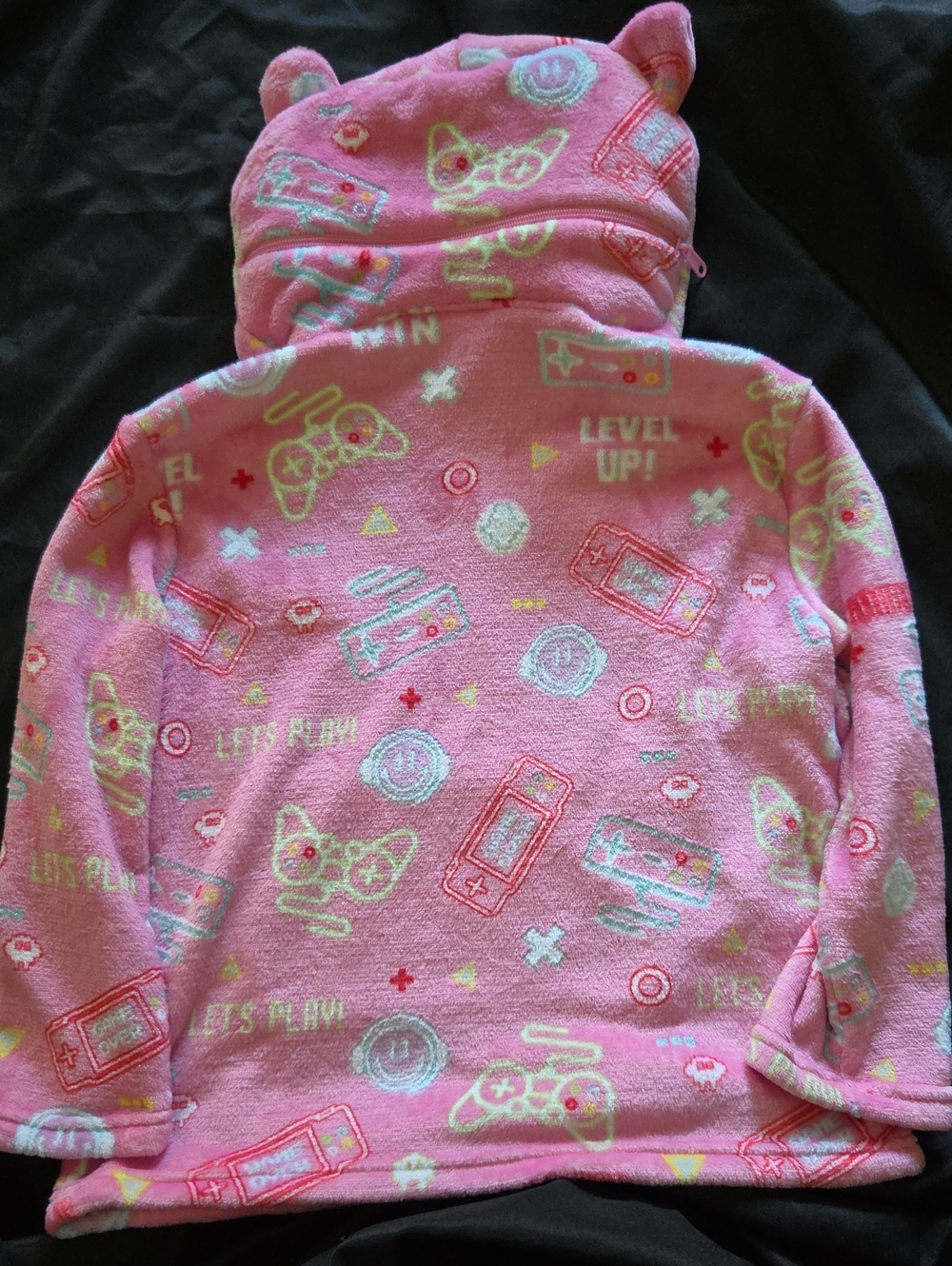Kids' Pink Gamer Fleece Hoodie with Ear-Detail Hood